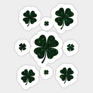 St Patricks Day, Dark Green 4 Leaf Faux Glitter Clovers Sticker